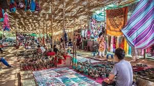 Colorful artisan market with traditional handcrafted products