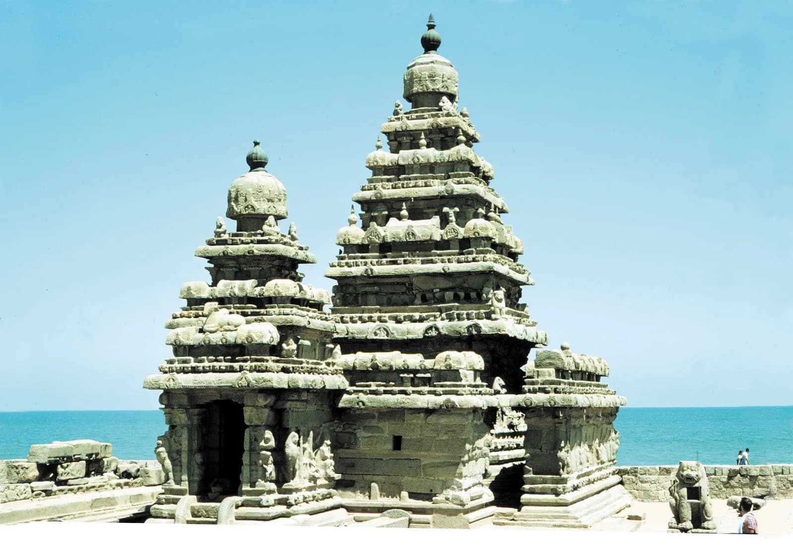 Shore Temple in Mamallapuram - ancient Dravidian architecture by the sea, a UNESCO World Heritage Site visited during the South India pilgrimage