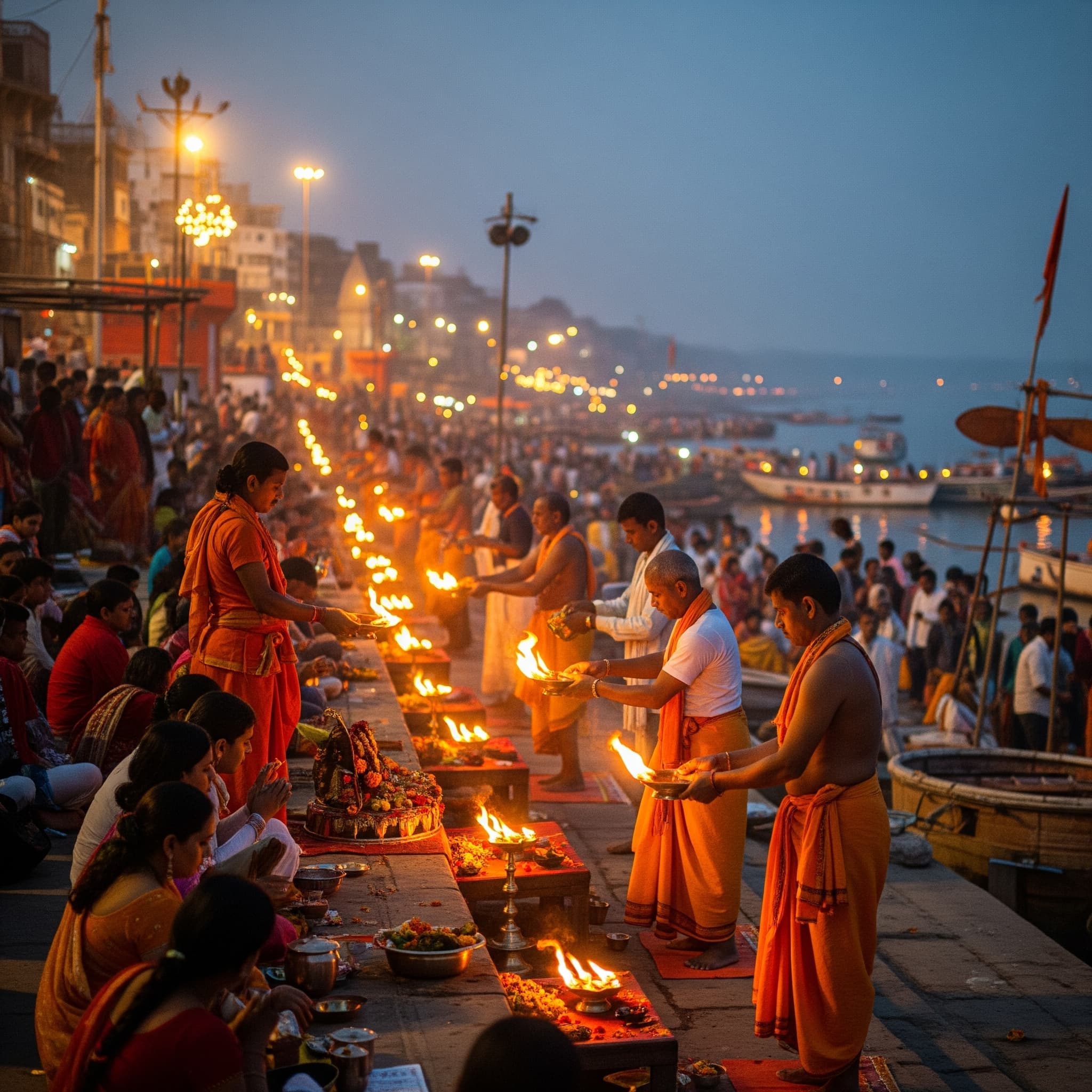 Sacred Ganga Aarti ceremony in Varanasi - Kabir Pilgrimage 2025